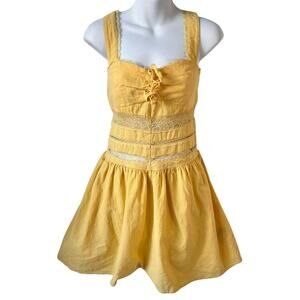 Romantic‎ Yellow Dress Sz Large Stretch Swiftie Country Babydoll Casual Coquette